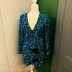 New Self portrait black and blue sequins cocktail dress